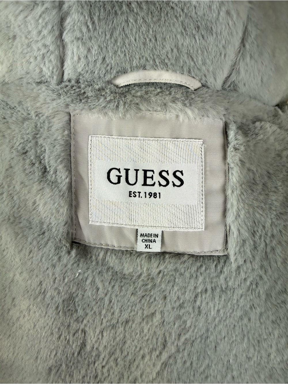 $320 NWT Guess Helena Long Fur Jacket XL Gray Coat Puffer Hooded Winter Cozy - Picture 9 of 10